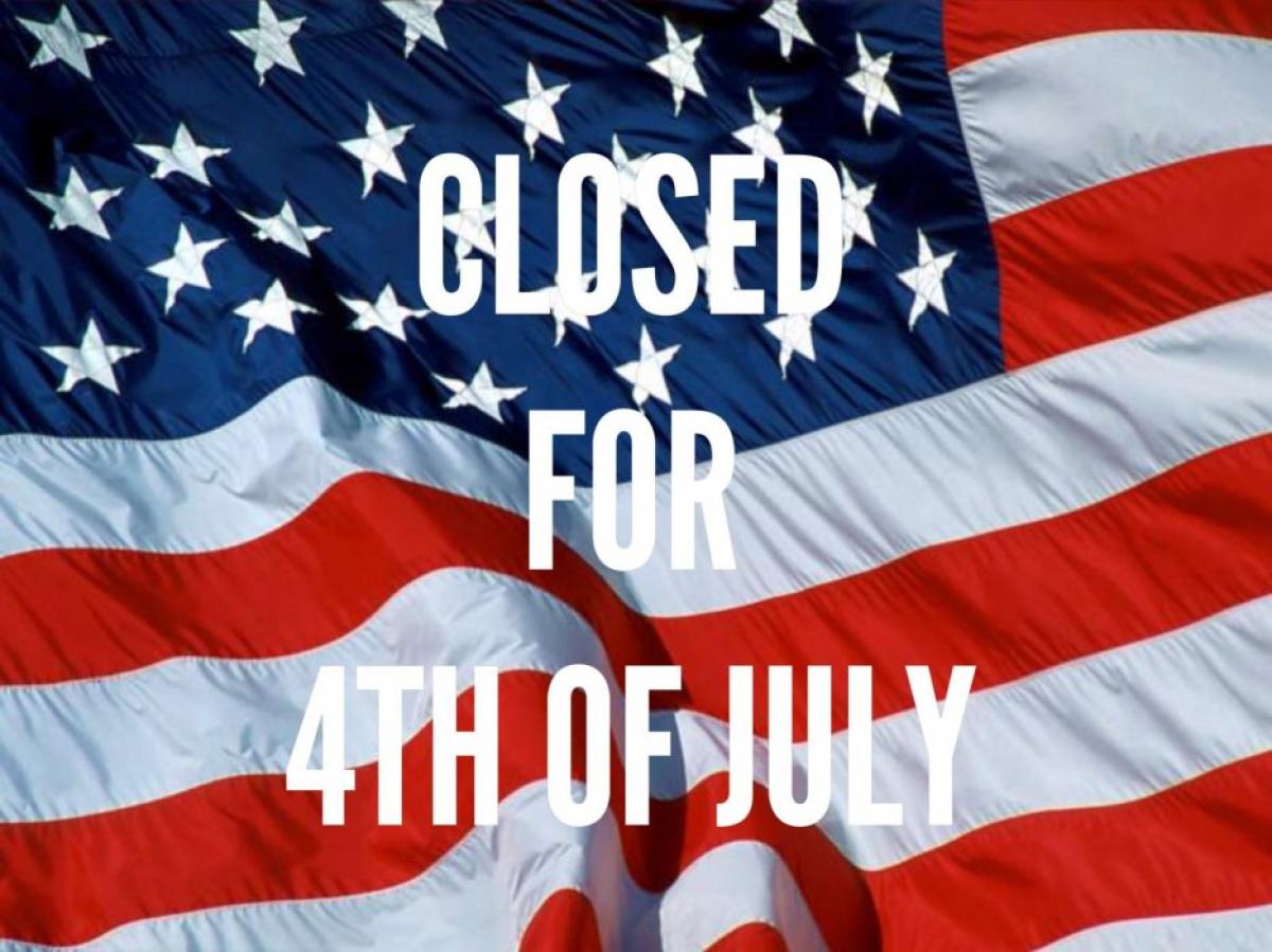 Closed for 4th of July flag graphic