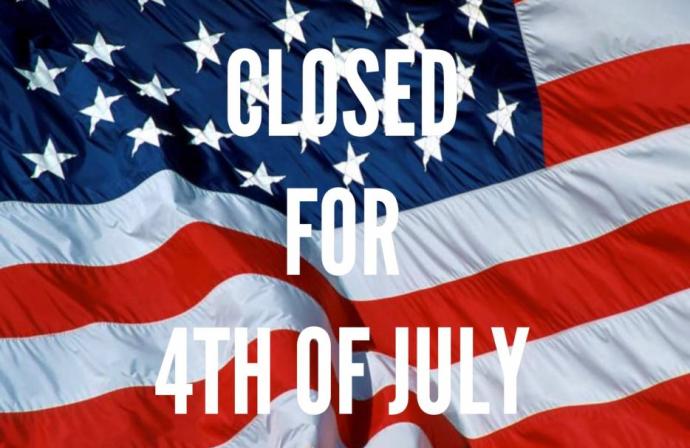 Closed for 4th of July flag graphic